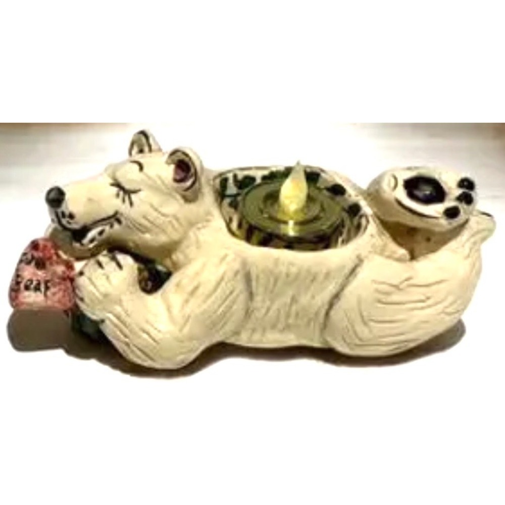 Blue Sky‎ Heather Goldminc Polar Bear Tea Light Holder 2001 Christmas Collection